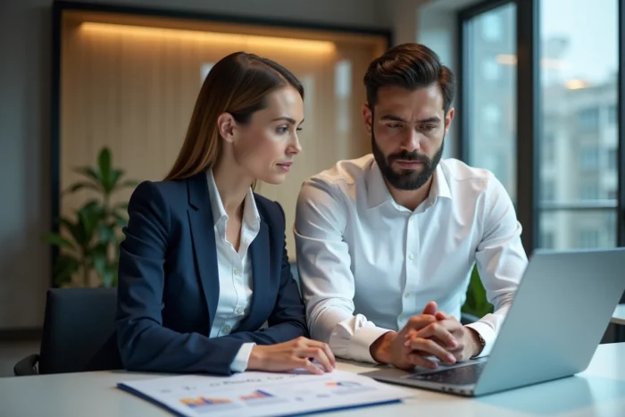 Groupe de professionnels en réunion dans un bureau moderne