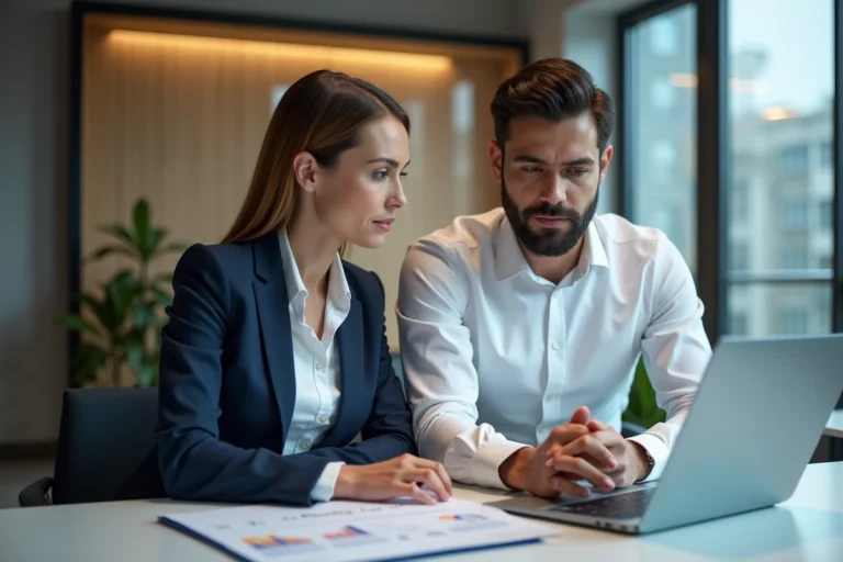 Groupe de professionnels en réunion dans un bureau moderne