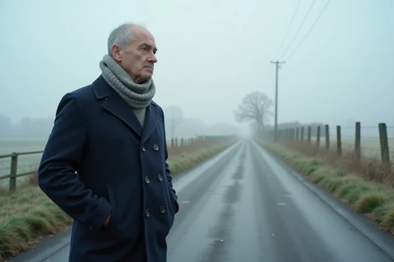 Homme en manteau regardant une formation de cultures mystérieuse