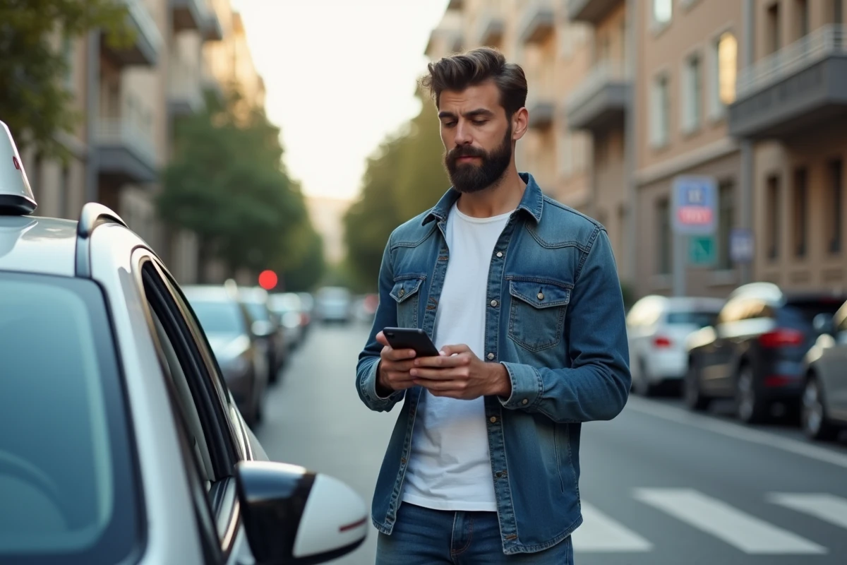 Homme avec smartphone à côté d